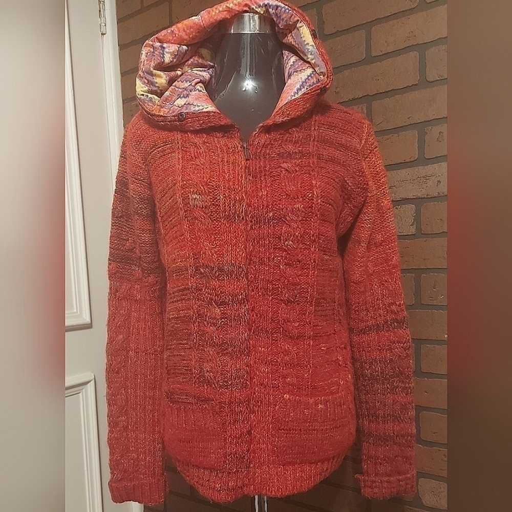 Cozy Layers Tricotto Hoodie Multicolor Knit Texture Boho Chic Hippie Vibes